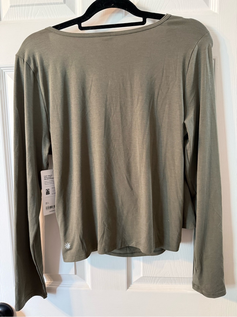 Athleta Olive Green Draped Wrap Long-Sleeve Top - Picture 2 of 4